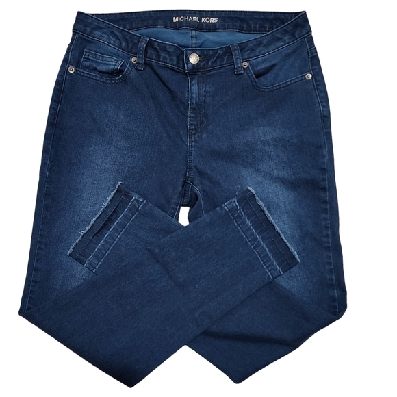 Michael Kors Izzy Skinny Dark Navy Raw Hem Jeans - 6 - Picture 1 of 7